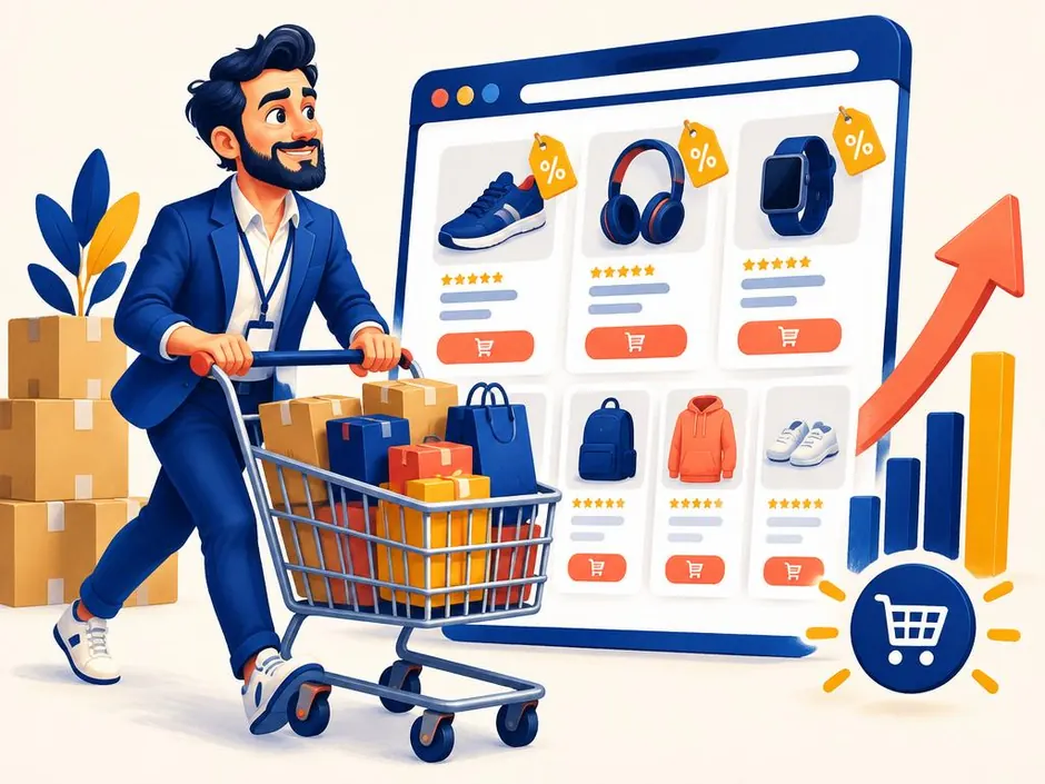 Illustration of e-commerce seo work